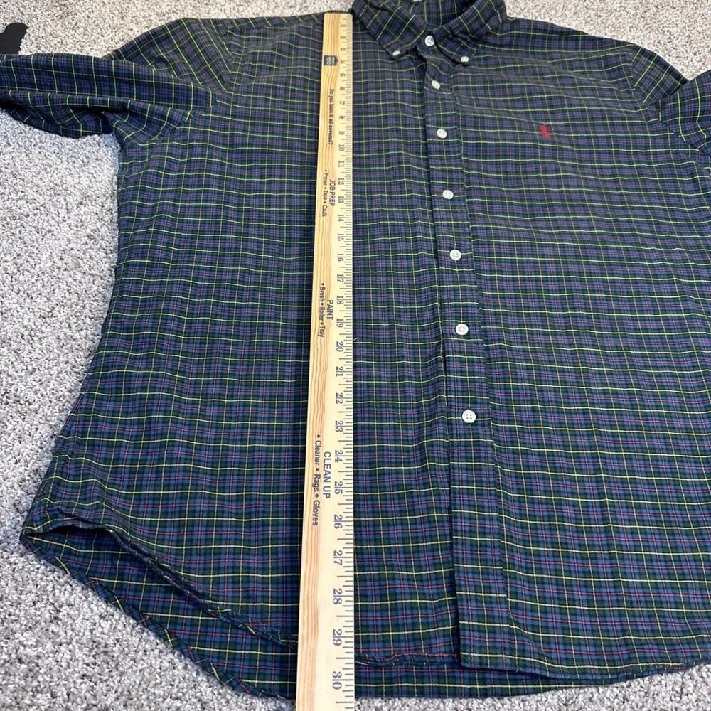 Polo Ralph Lauren‎ Mens Green Plaid Button Down Shirt Long Sleeve Pony Logo XL